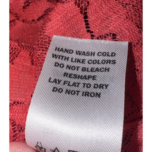 Y2K Sheer Lace Coral Feminine Romantic Top Vanity Sz M 2000s Indie Sleaze Party - Picture 8 of 8